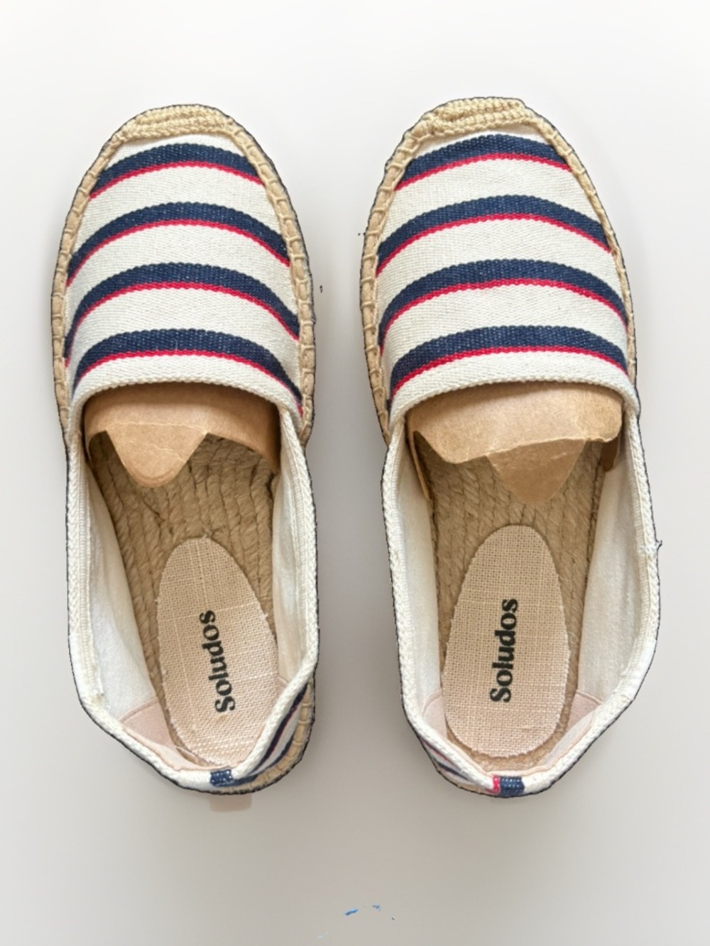 NEW Soludos Striped Canvas Espadrille Slip-On Shoes Navy Red White Size 5-5.5